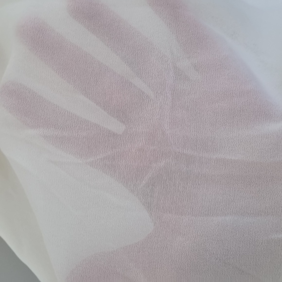 Jarlo, cream long formal dress, lace details, lined, sheer overlay, size 6 - Picture 5 of 12